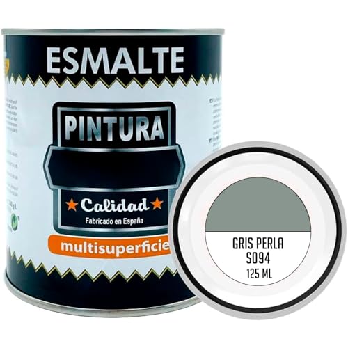 AC - Bote de Pintura Esmalte - Fabricado en España - Ideal para Cualquier Superficie, Madera, Plástico, Cristal o Cemento - Capacidad de 125 ML - Gris Perla (S094)