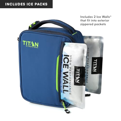 Image of Titan by Arctic Zone Fridge Cold Lunch Box with 2 Gel Ice Packs, Small Insulated Cooler Bag with Leak Proof Lining for School and Work, Nightfall