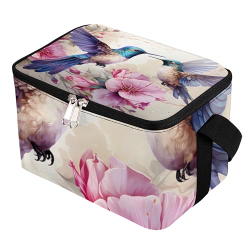 GzLeyigou Lunch Bags for Women Men 9 Cans,Hummingbirds Hot & Cold Food Delivery Bag Insulated Grocery Bag Insulated Lunch Box Bird Cooler Bag for Office Work Picnic Beach