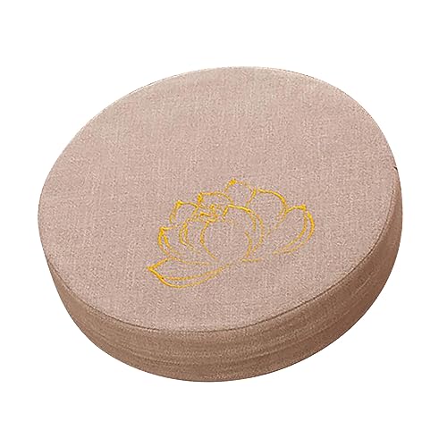 Akozon Cojín Redondo de Meditación de Espuma Dura, Algodón y Lino, Estera de Almohada de Suelo Lavable Desmontable para Balcón Zen, Sala de Estar, Tatami Marrón (2)