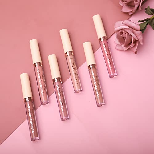 Young Vision Matte Nude Liquid Lipstick Sets, Long Lasting And Waterproof Pink/Brown Lip Stick Pack Bundles, Lip Gloss/Lip Stain Makeup Set For Women, Labiales Matte Larga Duracion 24 #TOP5