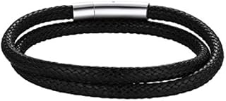 PROSTEEL Men Bracelet, Waterproof, with 316L Stainless Steel Clasp, 18/20/22CM, Black/Brown (with Gift Box)