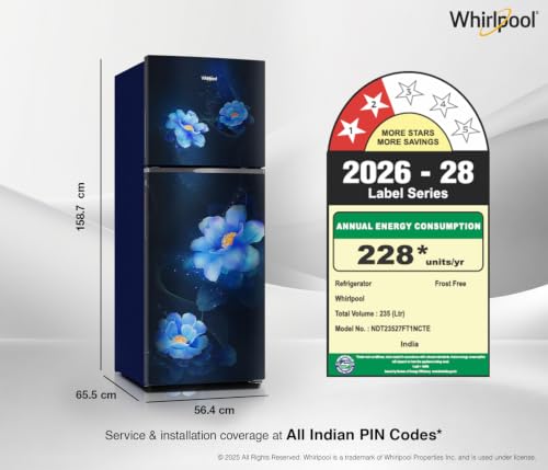Image of Whirlpool 235 L 2 Star Frost-free inverter Double Door Refrigerator (NEO SP278 PRM SAPPHIRE ROSE(2S)-Y, 2026 Model)