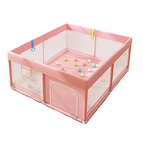 Image of PandaEar Baby Playpen, Large Baby Playpen for Toddlers, Sturdy Infant Play Yards with Soft Breathable Mesh, Indoor & Outdoor Kids Activity for Infant Safety (50 inchx50 inch) (Pink)