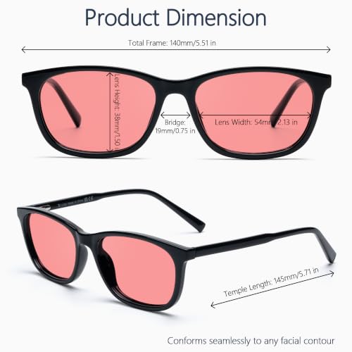 Image of Fluorescent-41 Pink Tinted Blue Light Blocking Glasses for Migraine, Light Sensitivity, Photophobia JF5002