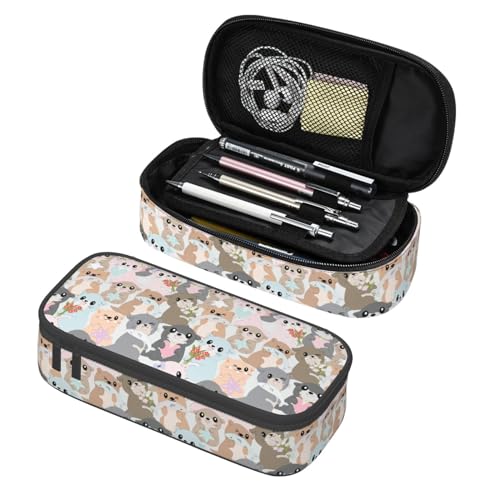 Image of Cute Cartoon Otter Large Pencil Case, Pencil Pouch With Zipper Compartments Stationery Pencil Bag For Kids Teens Students School Supplies