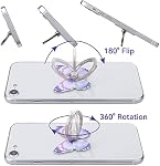 Porte-Bague de Téléphone cellulaire, Support de Butterfly de Téléphone mignon, 360°Rotation Metal Bague Kickstand, Support universel de Bague de téléphone cellulaire, Papillons colorés Pattern Peint Back Stand