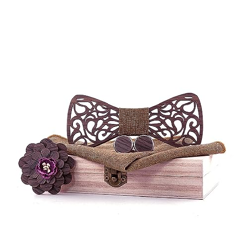 Pajarita de Madera Tallada Hecha a Mano para Hombre miniatura 1