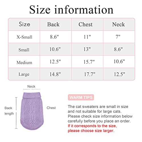 Jnancun Cat Sweater Turtleneck Knitted Sleeveless Cat Clothes Warm Winter Kitten Clothes Outfits For Cats Or Small Dogs In Cold Season (Medium, Purple) #TOP3