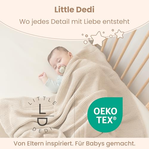 Little Dedi Baby Weiche Strickdecke – Weich & Atmungsaktiv – Oeko-Tex Zertifiziert – Leicht & Kuschelig – Perfekt für Neugeborene, Kleinkinder, Kinderbett, Kinderwagen & Babyzimmer (Beige Alina)
