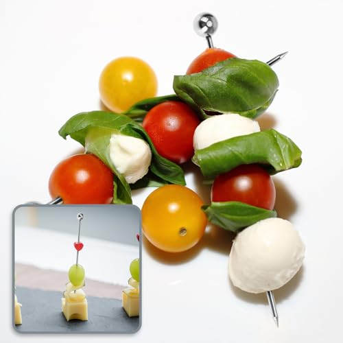 Miniatura 4 de Com-Four 20x Brochetas De Cóctel De Acero Inoxidable - Brochetas Para Comer Con Los Dedos, Frutas, Hamburguesas - Recolector De Fiestas Reutilizable De 11 Cm 20 Piezas - 11cm