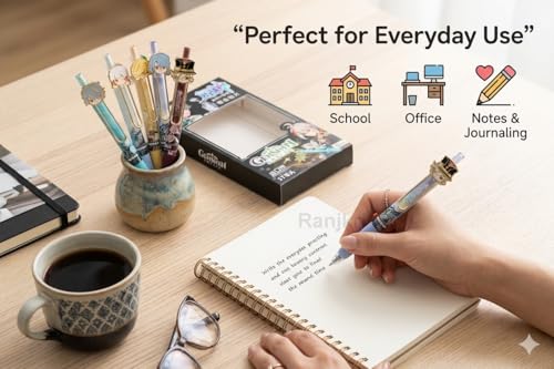 Image of Anime Gel Pen Set 6 Pcs, Cute Cartoon Character Pens, 0.5mm Smooth Writing Black Or Blue Ink Pens, Kawaii Stationery Gift Set for Kids Girls Boys School Office Supplies