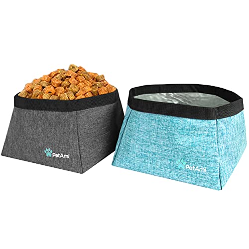 PetAmi Collapsible Dog Travel Bowls, Large Lightweight