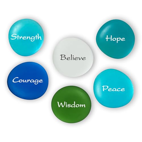 Lifeforce Glass The Mermaid's Message: Frosted Sea Glass Stones, Six Inspiring Words in Beach Colors, Packaged in a Deluxe Box Set I