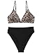 SUUKSESS Women Sexy High Waisted Two Piece Bikini Sets Triangle High Cut Swimsuit Push Up Bathing Suit (Leopard Black, M)