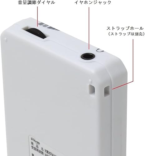 GRANPLE(グランプレ) 充電式コンパクトラジオ AM/FM対応 ワイドFM 28ミリスピーカー内蔵 ポケット ハンディタイプ ポータブル イヤホン付き 軽量 防災 ホワイト