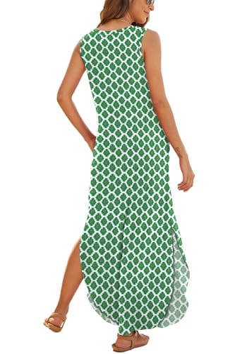 Image of Hount Women's Casual Summer Sleeveless Dress Loose Split Maxi Dresses with Pockets