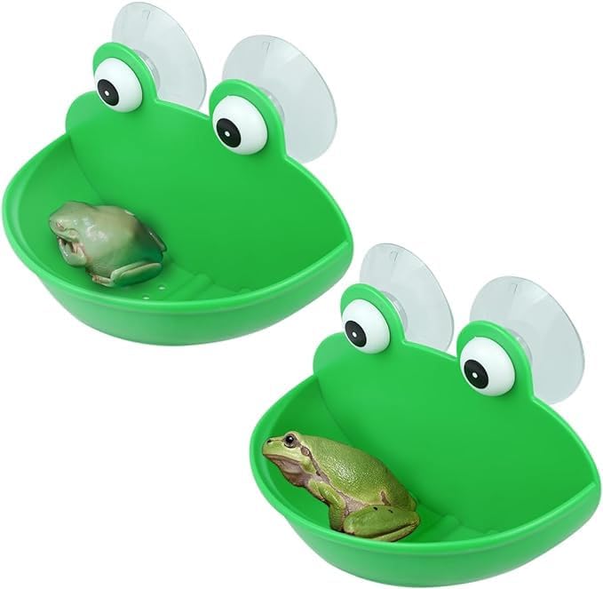 dewdat Frog Habitat Frog Dish Holder With Suction Cups, Cute Amphibian Reptile Fish Tank Decoration For Toad Frog Tad- Tree Frog Small Aquatic Animals