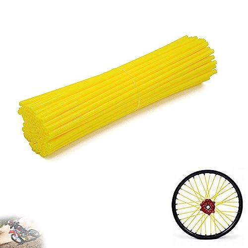 Image of 72 PCS Universal Spoke Skins Motorcycle Dirt Bikes Colorful Protective Trim Wrap Cover Wheel Guard for Yamaha Kawasaki Suzuki(Yellow)