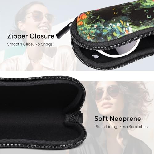 Image of Sunglasses Case with Belt Clip, Ultra Light Neoprene Zipper Soft Padded Glasses Case for Women Men