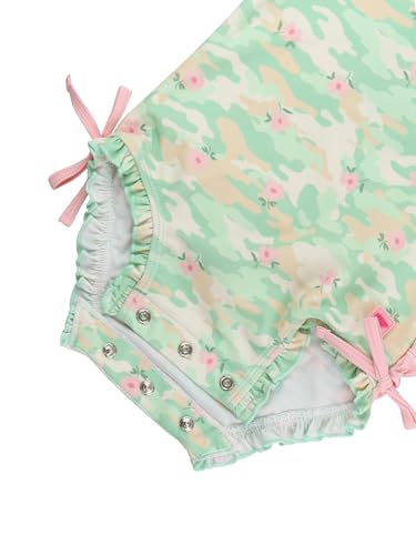 Image of RuffleButts Baby Girls UPF 50+ Sun Protection Floral Printed Long Sleeve One Piece Rash Guard Swimsuit with Zipper