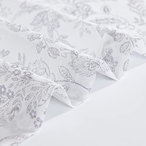 Vangao Farmhouse Sheer Curtains Grey Floral Printed 84 Inches Long 2 Panels Set for Living Room Bedroom Vintage Voile Rod Pocket Window Drapes - Thumbnail 7