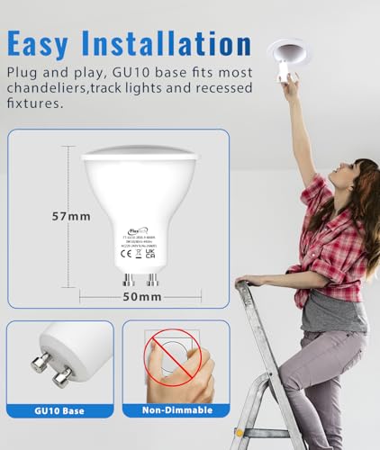 FluxTech GU10 LED Bulbs Cool White 6000K, Energy Class C, 3W 440lm LED Light Bulb, 40W 50W Equivalent, 120° Wide Angle Beam Non-Dimmable, 6 Pack - Image 3