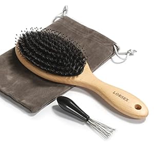 Hair Brush, Lorsex Boar Brislte Brush for Thin Fine Wet/Dry All Hair Type, Boar Bristle Hair Brushes for Women Men Kids Adds Shine Smooth Daily Hair Care