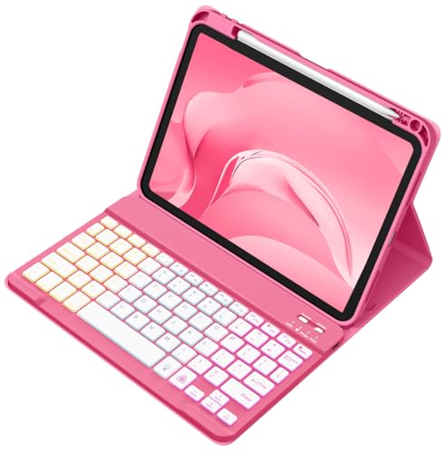 Image of Akkerds for iPad A16 Case with Keyboard - 7 Colors Backlit Keyboard for iPad 10th Generation /iPad Air 11 Inch -Wireless Folio Cover for iPad Air 10.9 Inch /iPad Pro 11 Inch 2022 /2021 /2020-ShinyPink
