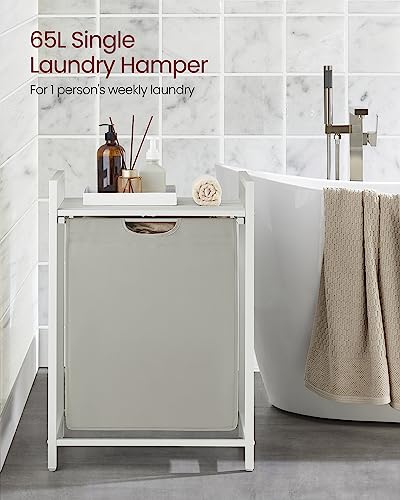 Image of VASAGLE Laundry Hamper, Laundry Basket, Laundry Sorter with A Pull-Out and Removable Bag, Shelf, Metal Frame, 17.2 Gallons (65 L), 19.7 x 13 x 28.4 Inches, Cream White and Cloud White UBLH101W01