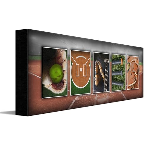 Personal-Prints SOFTBALL Personalized Décor or Gift for the Softballer, Softball Coach, or League | Customized Softball Name Wall Art Gift (6"x18" Stretched Canvas)