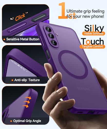 Image of CANSHN Designed for Samsung Galaxy A17-5G Case [Full Camera Protection] [Compatible with Magsafe] Translucent Matte Back Protective Phone Cover, Deep Purple