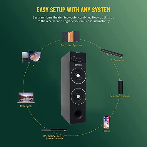 Image of 25 inch Euphony 90W Bluetooth Tower Speaker with MIC /Party Speaker /Home Theatre with Extra Powerful Bass, Mic Support / 8 inch Subwoofer /Dual 4 inch Satellites, USB, SD Card, Bluetooth, AUX, FM