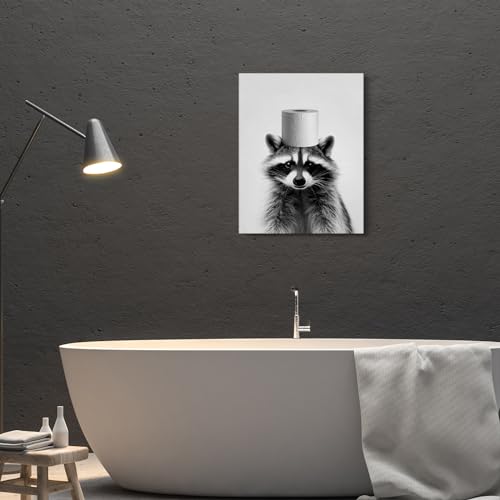 JBER Canvas Painting Wall Art Poster, home decor, suitable for bathroom decor space personalized decoration,(Raccoon, 40×30cm) - Image 4