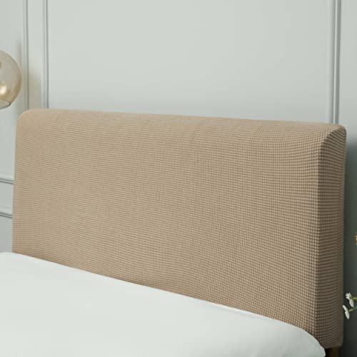 DALINA Textil - Funda para cabecera Cama 150 - Protector cabecera Ajustable para Cama Envuelto 360°, Adaptable para cabecera de 140-160cm (Camel Claro)