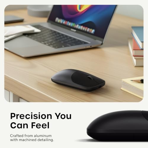 Image of Satechi Slim EX Wireless Mouse, Multi-Device Bluetooth & 2.4GHz Connection for macOS, Windows, iPadOS, and Android, Quiet Clicks, Anodized Aluminum Shell, USB-C Rechargeable Battery, Space Black | Quiet clicks, anodized aluminum shell, rechargeable battery, for macOS, Windows, iPadOS, Android