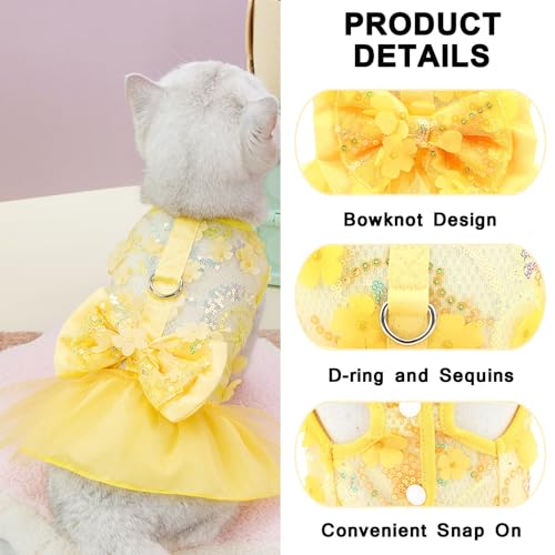 SMALLLEE_LUCKY_STORE Vestidos florais para cães pequenos e meninas com anel D e laço primavera verão