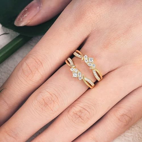 Enhancer Guard Wrap Rings for Women's 925 Sterling Silver Engagement Proposal Ring 14k White Gold Finish