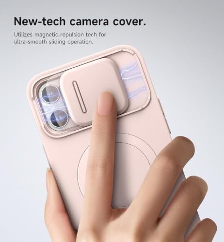 Image of SURITCH for iPhone 13 Pro Max /12 Pro Max Case with Magnetic Camera Slide Cover and Adjustable Kickstand, Compatible with MagSafe, Shockproof Bumper Case Slim Protective Cover 6.7 Inch, Pink