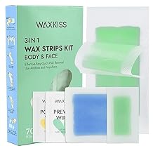 Waxkiss Wax Strips Kit for Women Men 70 Counts 3 Sizes & 12 Pcs Prewax and Afterwax Wipes Ready-to-use Waxing Strip Kit for Hair Removal Home Waxing Kit