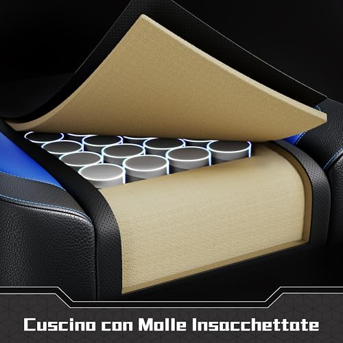 Sedia da Gaming Ergonomica con Cuscino Massaggio Lombare - Sedia gaming - Immagine 4