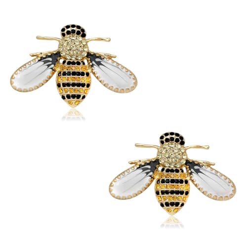 Image of 2 PIECESFashionable And Cute Oil Studded Little Bee Brooch That Can Be Decorated With Collars, Dresses, Sweaters, Scarves, And Shawls