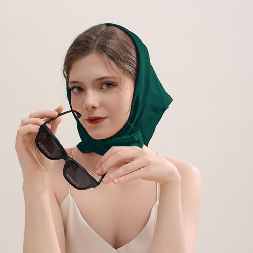 Women Satin Scarf, Chiffon Satin Hair Bandanas Square Stain Scarf Vintage Head Scarves for Women 27.5 × 27.5inch3