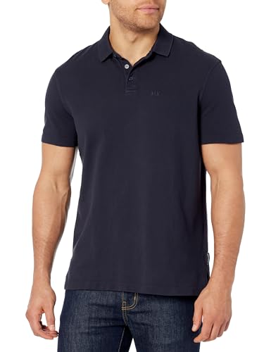 Armani Exchange Men's Regular Fit Solid Colored Sun Washed Pique Polo