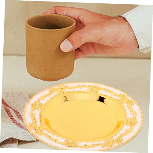 GLEAVI Bandeja De Almacenamiento De Posavasos De Té Tazón Bandeja De Te s Redondas Para Mesa De Centro s Metalicas Decorativas De Mesa De Café Retro Planchar - imagen 5