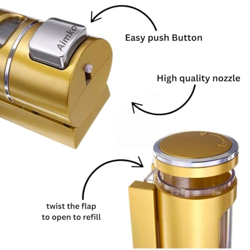 Image of Wall-Mounted Liquid Soap Dispenser | Multi-Use for Hand Sanitizer, Shower Gel, Dish Soap, Shampoo & Foam | ABS Plastic, Leak-Proof & Refillable | Space Saving for Bathroom & Kitchen (Golden)