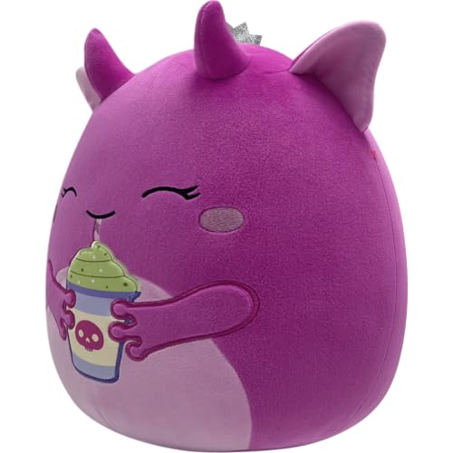 Image of Squishmallows Original 12in Loca the Hot Pink Goblin Princess Holding Latte - Official Jazwares Plush (Medium-Sized)