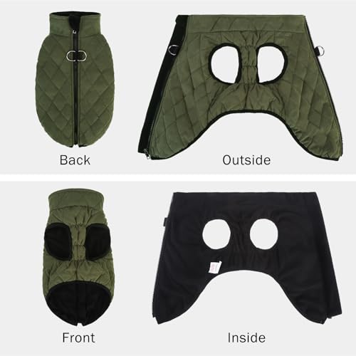 Image of SCENEREAL Dachshund Winter Dog Vest Coat with Harness Built in | Warm Puppy Jacket for Small Medium Dogs, Cold Weather Coat with Zipper, Fleece Puffer Vest Windproof Snow Clothes