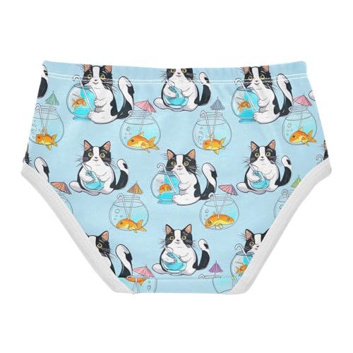 Cute Cats Goldfish Light Blue Toddler Underwear Floral 2t Cotton Panties for Girl Animal Undies Kids Briefs2