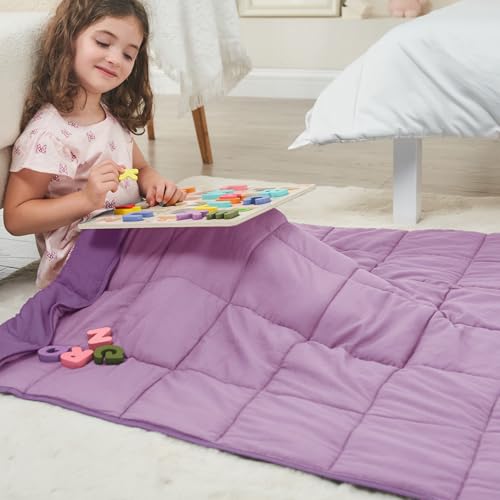 Purple Weighted Blanket Kids 10lbs, 40"x60", Twin Size Cooling Heavy Throw Blanket for 80-120lbs, Microfiber Soft Thick Big Blankets Weighted Comforter Breathable Gift for Sleeping